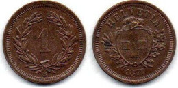 MA 26728 / Suisse - Schweiz - Switzerland 1 Rappen 1877 B TTB+ - 1 Rappen