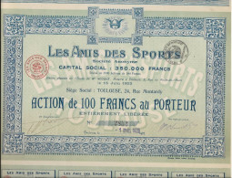 LES AMIS DES SPORTS -LOT DE 2 ACTIONS DE 100 FRANCS  -- ANNEE 1923 - Sport