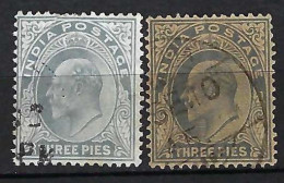 INDE ANGLAISE Ca.1902-09: 2x Le Y&T 57 Obl., 2 Nuances - 1902-11 Roi Edouard VII