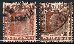 INDE ANGLAISE Ca.1902-09: 2x Le Y&T 62, 2 Nuances - 1902-11 Koning Edward VII