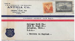 Cuba Habana Letter To USA Columbus With Good Airmail Stamp - Brieven En Documenten