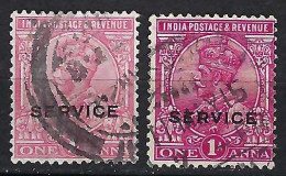 INDE ANGLAISE Service Ca.1937-39: 2x Le Y&T 99 Obl., 2 Nuances - 1911-35 Roi Georges V