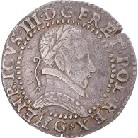 Monnaie, France, Henri III, 1/2 Franc Au Col Plat, 1588, Poitiers, TTB, Argent - 1574-1589 Heinrich III.