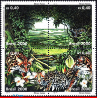 Ref. BR-2752 BRAZIL 2000 - ENVIRONMENTAL PROTECTION,TREES, CAT, OZ, MI# 3041-44, SET MNH, ANIMALS, FAUNA 4V Sc# 2752 - Neufs