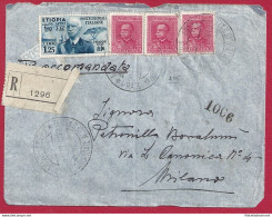 1937 ERITREA, Lettera Affrancata N° 200(3)-204 + Etiopia N° 7 - Eritrea