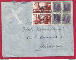 1936 ERITREA, Lettera Affrancata N° 197 (x3) + N° 206 (x2) - Eritrea