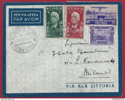 1937 ERITREA, Lettera Affrancata N° 208 + Etiopia N° 3-5 Somalia N° 221 - Eritrea