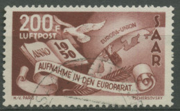 Saarland 1950 Aufnahme Saarland In Den Europarat Flugpostmarke 298 Gestempelt - Gebraucht