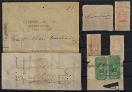 Brazil 1879/1883 12 Federal Tax Stamp Number Emperor Pedro II 200 400 600 1,000 2,000 Isolated Or On Document Fragments - Covers & Documents