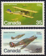 (C0875-76a) Canada Curtiss JN-4 Canuck Hawker Hurricane MNH ** Neuf SC - Neufs