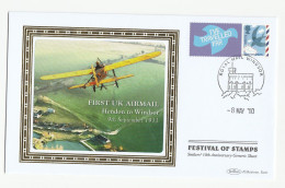 AVIATION Europe Rate Smilers 2010 Festival Of Stamps Special SILK  FDC Illus 1911 AIRCRAFT Cover GB - 2001-2010 Em. Décimales