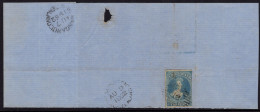 New Zealand 1862 2d Blue FFQ Chalon - No Wmk. Imperf. - On Large Part Cover Wanganui To Wellington - Briefe U. Dokumente