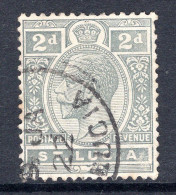 St Lucia 1912-21 KGV - Wmk. Multiple Crown CA - 2d Grey Used (SG 80) - Ste Lucie (...-1978)