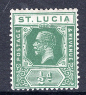 St Lucia 1921-30 KGV - Wmk. Script CA - ½d Green HM (SG 91) - Ste Lucie (...-1978)