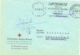 ALLEMAGNE.1958. KRIEGSGEFANGENENPOST -GEBUHRENFREI". « LUFTSCHUTZ, ATOMZEITALTER…"."ROTE KREUZ" .CROIX-ROUGE - Atom