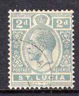 St Lucia 1921-30 KGV - Wmk. Script CA - 2d Slate-grey Used (SG 95) - Ste Lucie (...-1978)