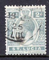 St Lucia 1921-30 KGV - Wmk. Script CA - 2d Slate-grey Used (SG 95) - Ste Lucie (...-1978)