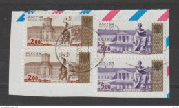 RUSSIA:  2002  EDIFICI  -  N° 6688x2 + 6692x2  SU  PICCOLO  FRAMMENTO - Used Stamps