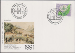 1991 Schweiz Karte Tag Der Briefmarke Einsiedeln, Mi:CH 1455,Yt:CH 1383, Zum:CH J319, Bärlauch - Covers & Documents