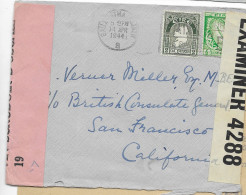 Ireland CENSORED (Eire) And EXAMINED (USA) Letter 1944 To San Francisco - Cartas & Documentos