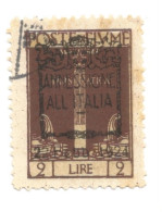 (COLONIE E POSSEDIMENTI) 1924, FIUME, ANNESSIONE ALL'ITALIA, 2L - 1 Francobollo Usato (CAT. SASSONE N.223) - Fiume