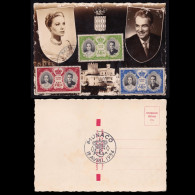 MONACO.POSTCARD.1956.Princess Grace & Prince Rainier .Scott 367-369. - Errors And Oddities