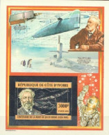 Ivory Coast 2005, Jules Verne, Submarine, Diving, BF IMPERFORATED Silver - Sous-marins