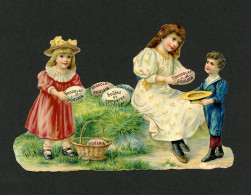 Chromo Découpi Chocolat Poulain  Enfants Chasse Aux Oeufs De Pâques    12 X 8 Cm - Easter