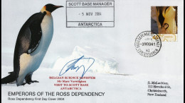 Ross Dependency Antarctica 2004 -  Visit Belgian Science Minister Verwilghen To Scott Base - Signed - Covers & Documents