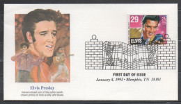 Etats-Unis N° 2130 Oblitéré Sur Enveloppe 1e Jour - FDC - Elvis Presley - Memphis 8 Janvier 1993 - Musique - 1991-2000