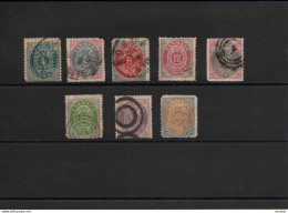 DANEMARK 1875 Yvert 23-25 + 26A-29 Dentélé 14x 13,5 Oblitéré, Cote : 233 Euros - Oblitérés