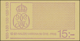 Markenheftchen König Carl XVI. Gustaf 1,50 Kr. 10x 1113D, Mit Formnummer 2, ** - Zonder Classificatie