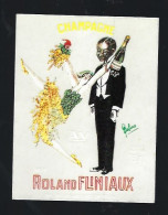 Etiquette Champagne Roland Fliniaux  AŸ Marne 51   " Serveur, Danse, Femme" Signé Delmo - Champagne