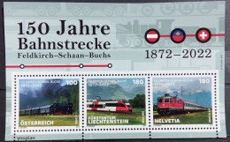 Liechtenstein 2022, 150 Years Railway Route Betweeen Feldkirch-Schaan-Buchs, MNH Unusual S/S - Ungebraucht
