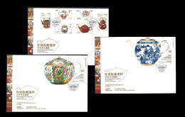 Hong Kong 2024 Museums Collection Tea Ware China & The World, Drink, Gastronomy, Odd Shaped Unsual ,3 FDC Set(**) - Briefe U. Dokumente