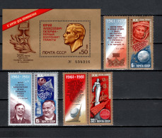 USSR Russia 1981 Space, Yuri Gagarin Set Of 3 + S/s MNH - UdSSR