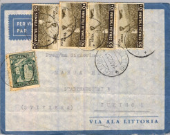 1937 SOMALIA ITALIANA , GIMMA - ZÜRICH , CORREO AÉREO VIA  ALA LITTORIA , YV. 167 , 19 AÉREOS X 4 , COTONNIERS - Somalië