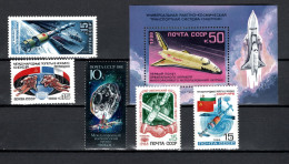 USSR Russia 1988 Space, Cosmonautic Day, Space Station Mir, Fobos 1 And 2, Cosmonauts, Buran 5 Stamps + S/s MNH - UdSSR