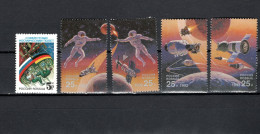 Russia 1992 Space, Russia-Germany Joint Spaceflight, Int. Space Year 5 Stamps MNH - Russia & USSR