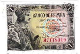 Espanha - Billete Una Peseta 1943 (mbc) - 1-2 Pesetas