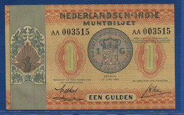 NETHERLANDS INDIES  - P.108 – 1 Gulden 1940  AUNC, S/n AA003515 - Indie Olandesi