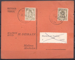 RARE ! Imprimé De Malines Au Curé De LINT Devroy ( + Cachet LINT 1946 ) - Preo Déplacé V 548 - Typos 1936-51 (Petit Sceau)