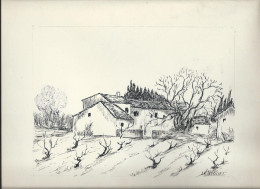 Art & Antiquités > Tableaux Mas En Provence Veritable Dessin  Encre Original   De Bernard Le Beguec - Dessins