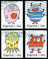 Etats-Unis / United States (Scott No.5636-39 - Message Monsters) (o) SET OF 4 - Used Stamps