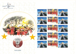 Team QATAR AFC Asian Cup 2024 Soccer Football Championship Winner, Limited Issue Stamp Sheet From Qatar Post, Sports - Asian Cup (AFC)