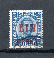 Iceland 1926 Old Overprinted Airmail Stamp (Michel 121) Nice Used - Luchtpost