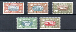 Iceland 1930 Old Set Airmail "Allthing" Stamps (Michel 142/146) MLH - Airmail