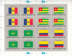 1986 United Nations New York Flags Romania Colombia Miniature Sheet Of 16 MNH - Neufs