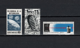 Mexico 1967/1974 Space, Apollo 11 Moonlanding, Telcommunication 3 Stamps MNH - Amérique Du Nord