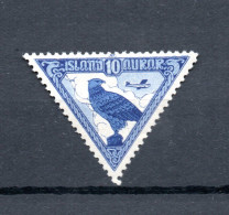 Iceland 1930 Old Airmail "Allthing" Bird Stamp (Michel 140) Nice MLH - Airmail